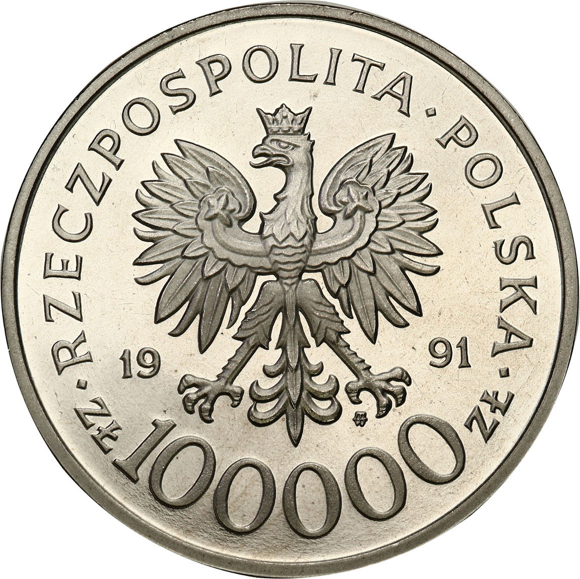 PRL. PRÓBA Nikiel 100 000 złotych 1991 - Hubal